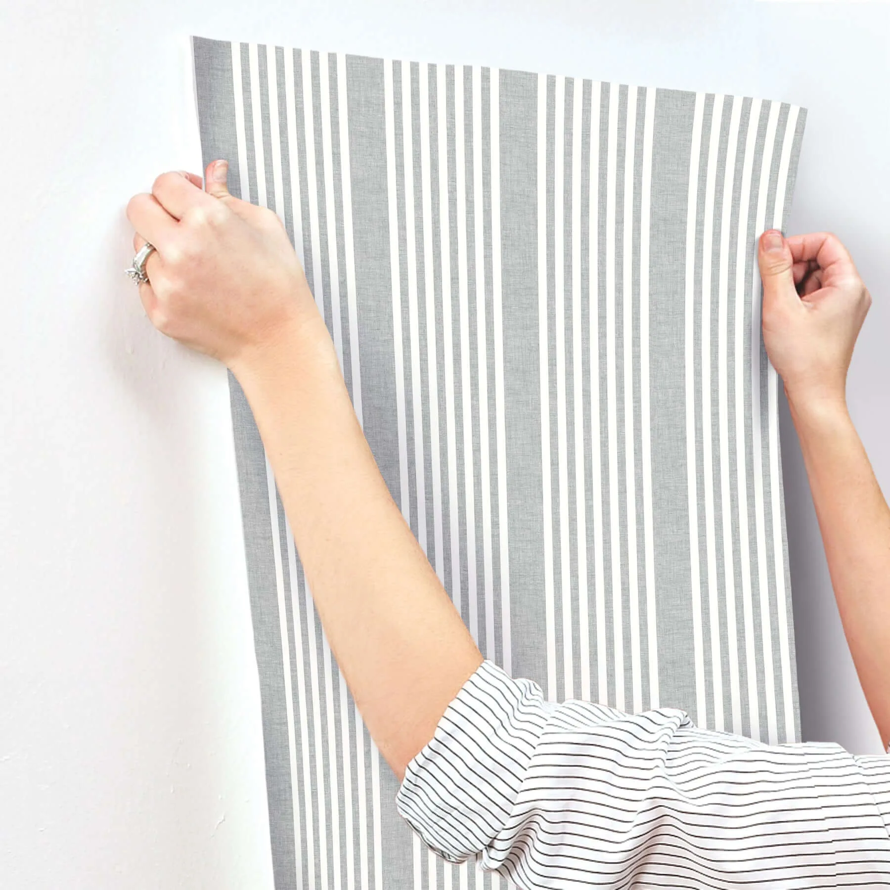 Magnolia Home French Linen Stripe - Charcoal Wallpaper | Buy Online Magnolia Home French Linen Stripe wallpaper, color Charcoal, SKU SR1586MH