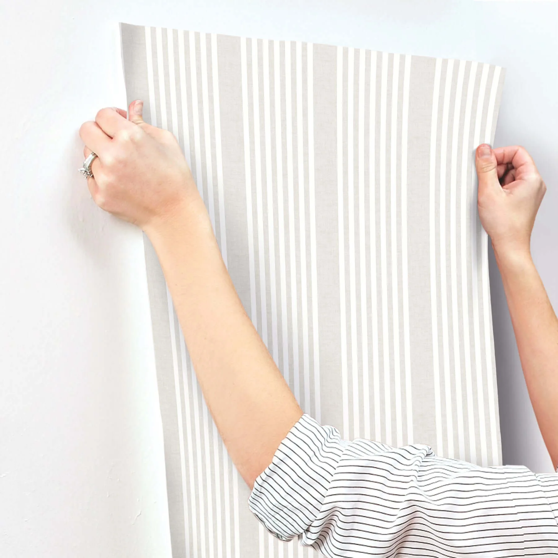 Magnolia Home French Linen Stripe - Soft Linen Wallpaper | Buy Online Magnolia Home French Linen Stripe wallpaper, color Soft Linen, SKU SR1581MH