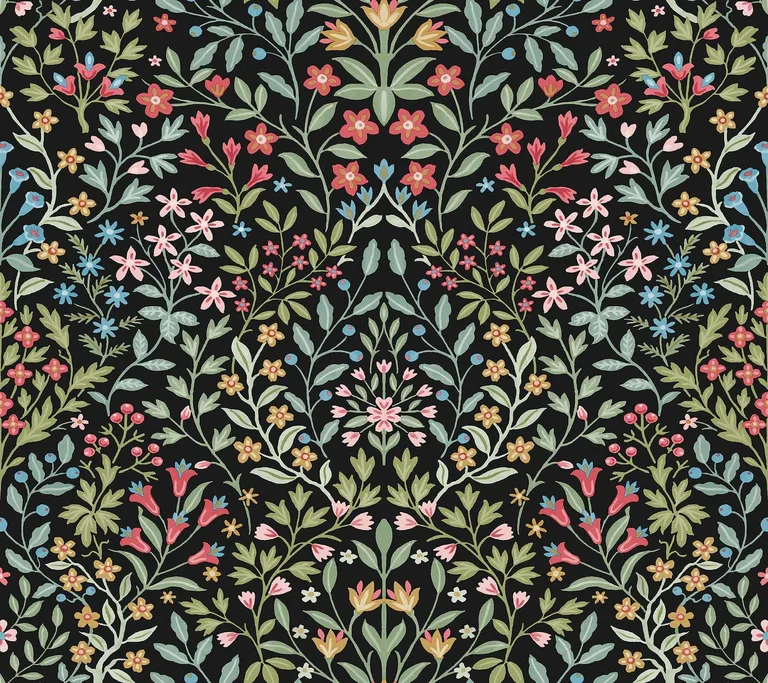 Magnolia Home Garden Terrace wallpaper, color Black & Multicolor, SKU MF4721