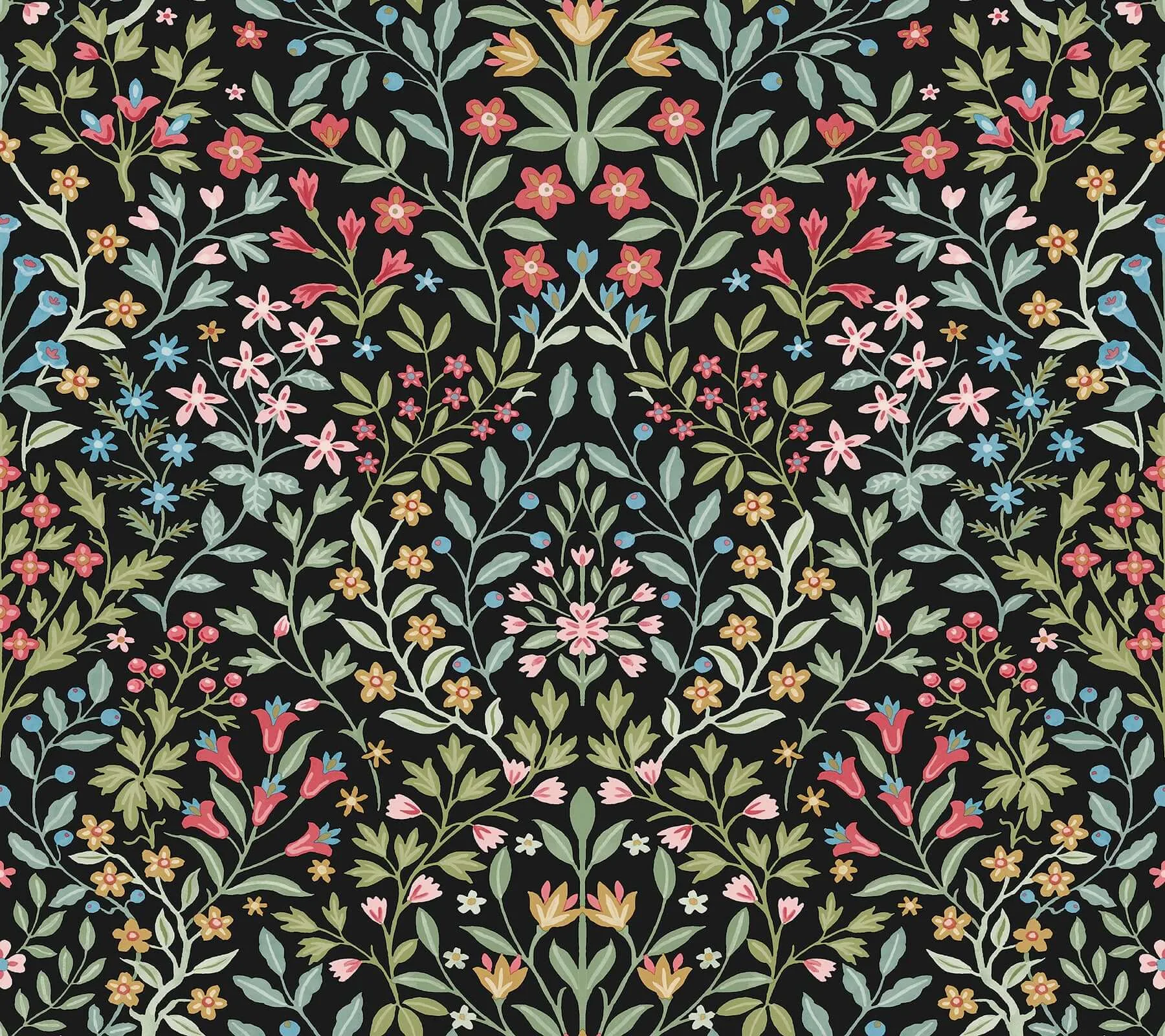 Magnolia Home Garden Terrace wallpaper, color Black & Multicolor, SKU MF4721