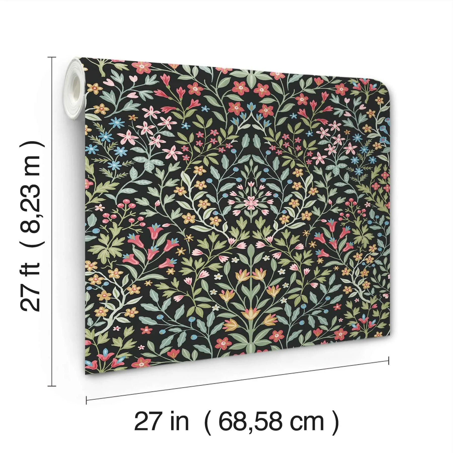 Magnolia Home Garden Terrace - Black & Multicolor Wallpaper | Buy Online Magnolia Home Garden Terrace wallpaper, color Black & Multicolor, SKU MF4721