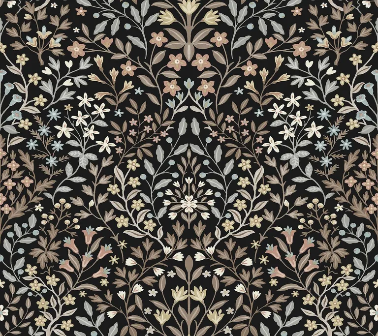 Magnolia Home Garden Terrace wallpaper, color Black & Neutral, SKU MF4725