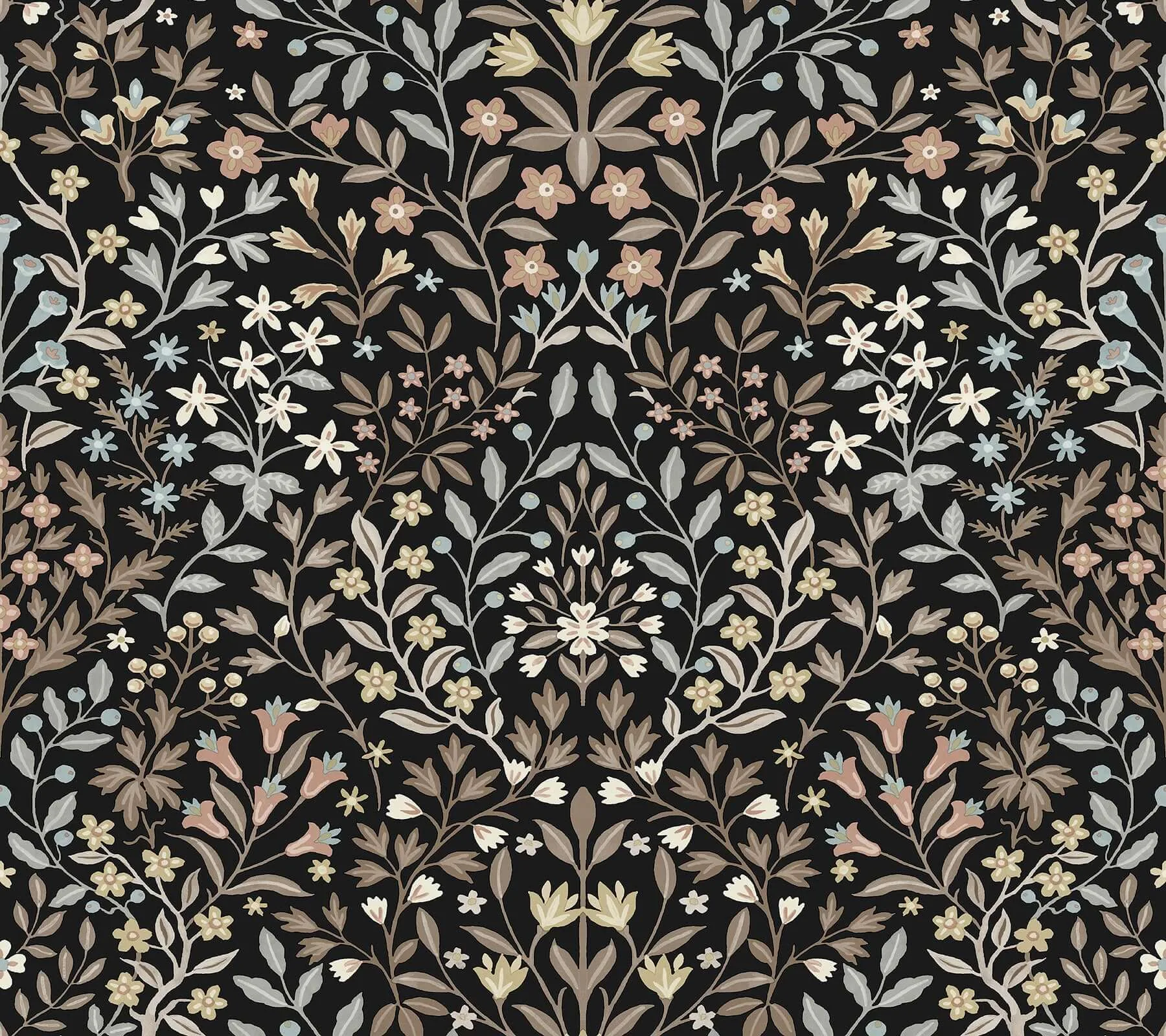Magnolia Home Garden Terrace wallpaper, color Black & Neutral, SKU MF4725