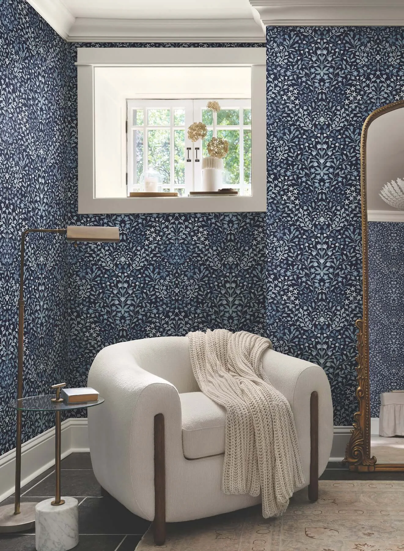 Magnolia Home Garden Terrace wallpaper, color Blue, SKU MF4723