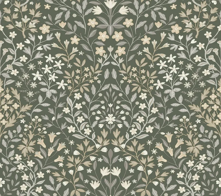 Magnolia Home Garden Terrace wallpaper, color Olive, SKU MF4722