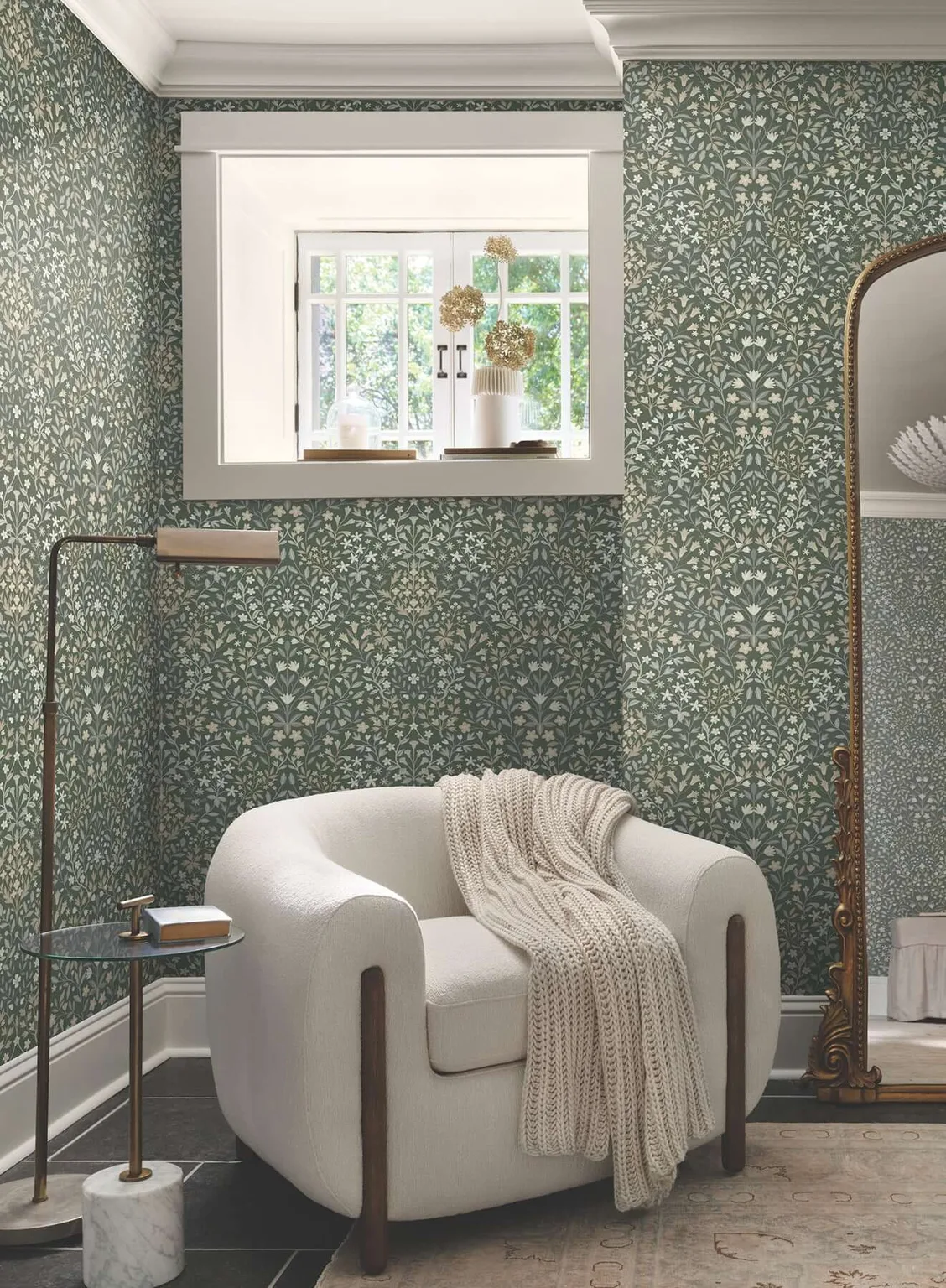 Magnolia Home Garden Terrace wallpaper, color Olive, SKU MF4722