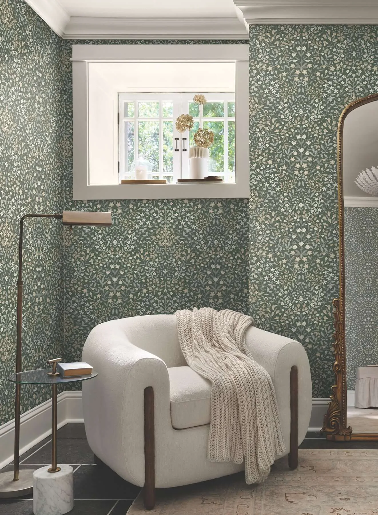 Magnolia Home Garden Terrace wallpaper, color Olive, SKU MF4722
