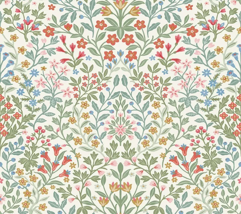 Magnolia Home Garden Terrace wallpaper, color White & Multicolor, SKU MF4726