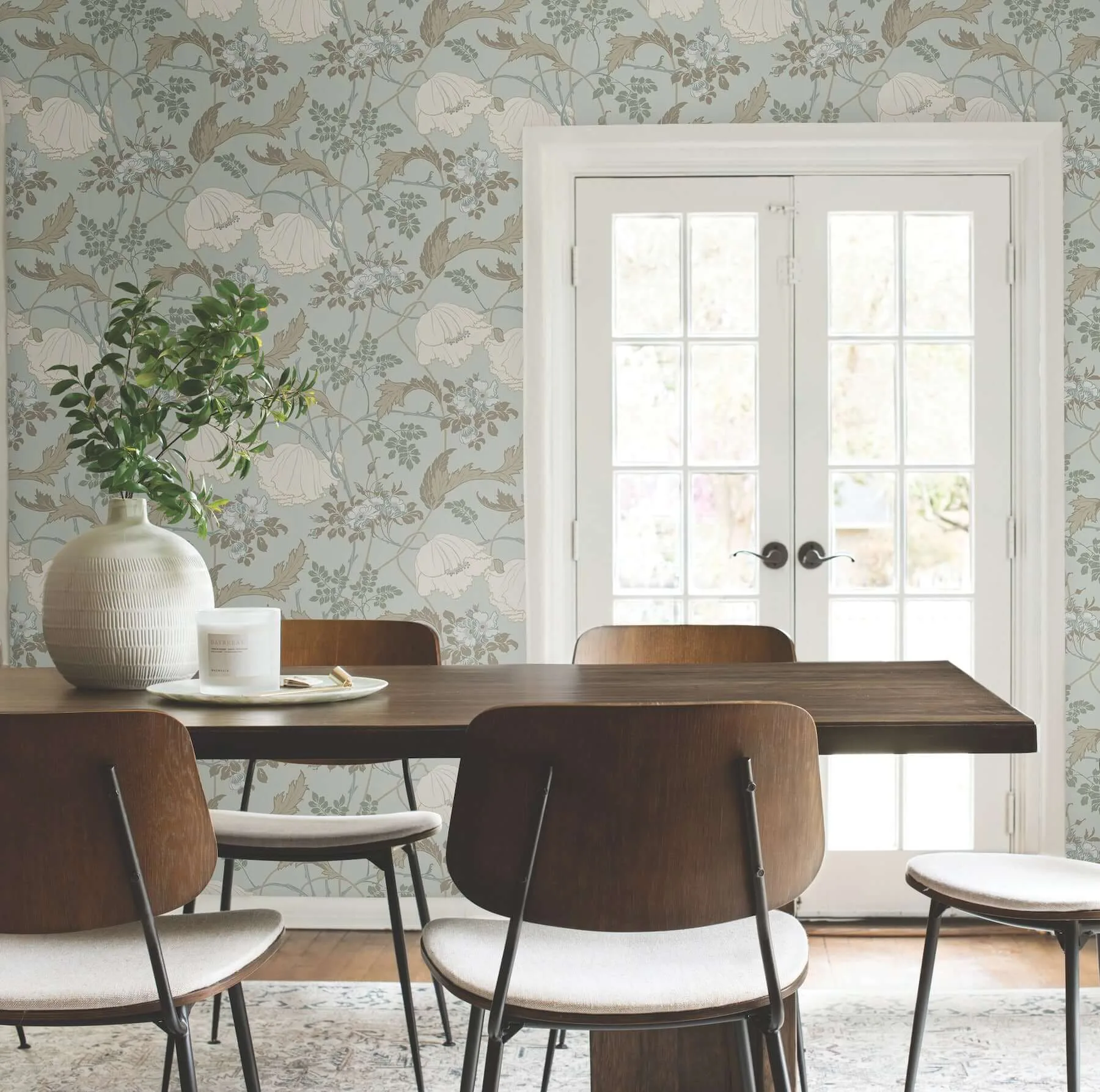 Magnolia Home Gwendolyn - Blue & Suede Wallpaper | Buy Online Magnolia Home Gwendolyn wallpaper, color Blue & Suede, SKU MF4755
