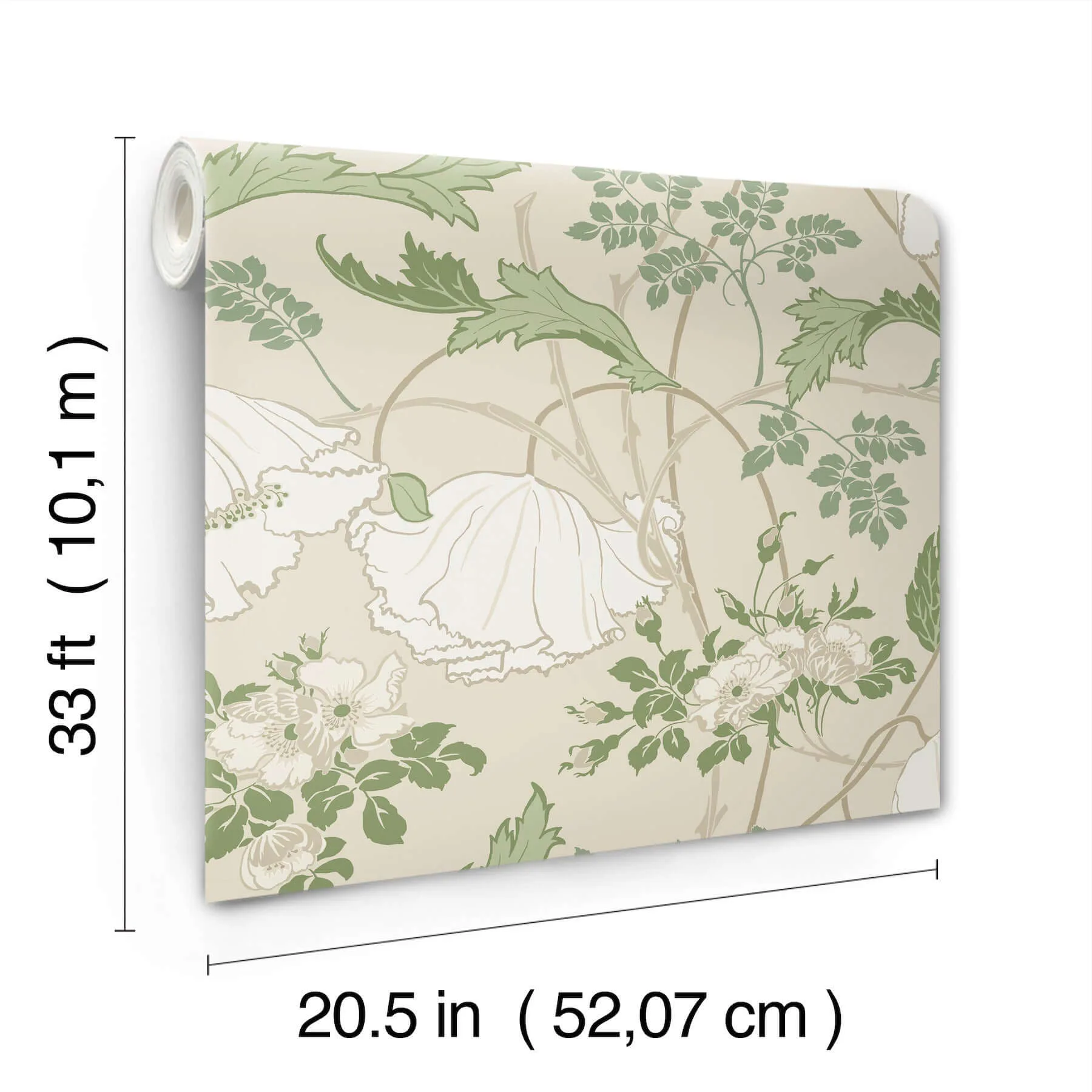 Magnolia Home Gwendolyn wallpaper, color Ecru & Green, SKU MF4751
