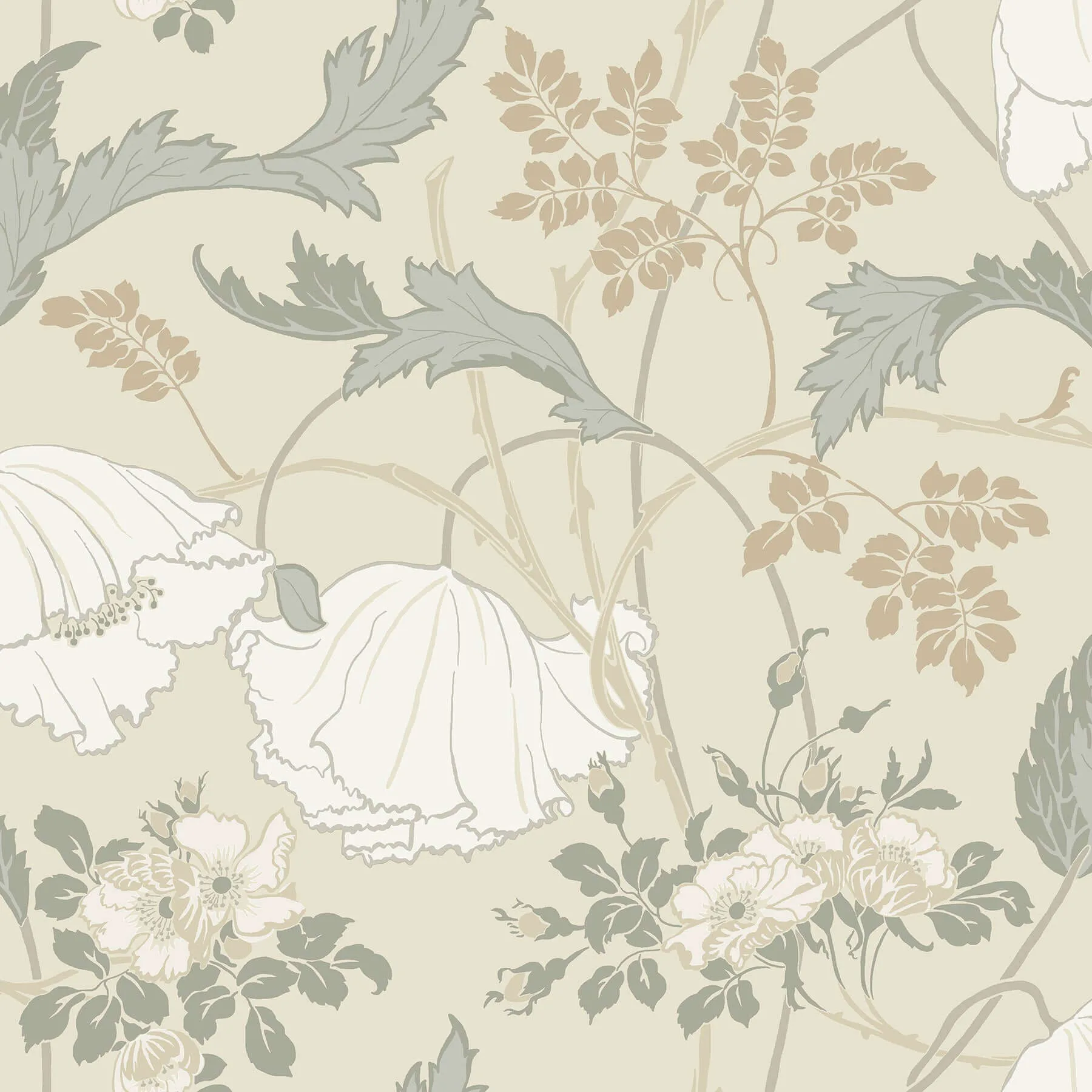 Magnolia Home Gwendolyn wallpaper, color Ivory & Grey, SKU MF4753