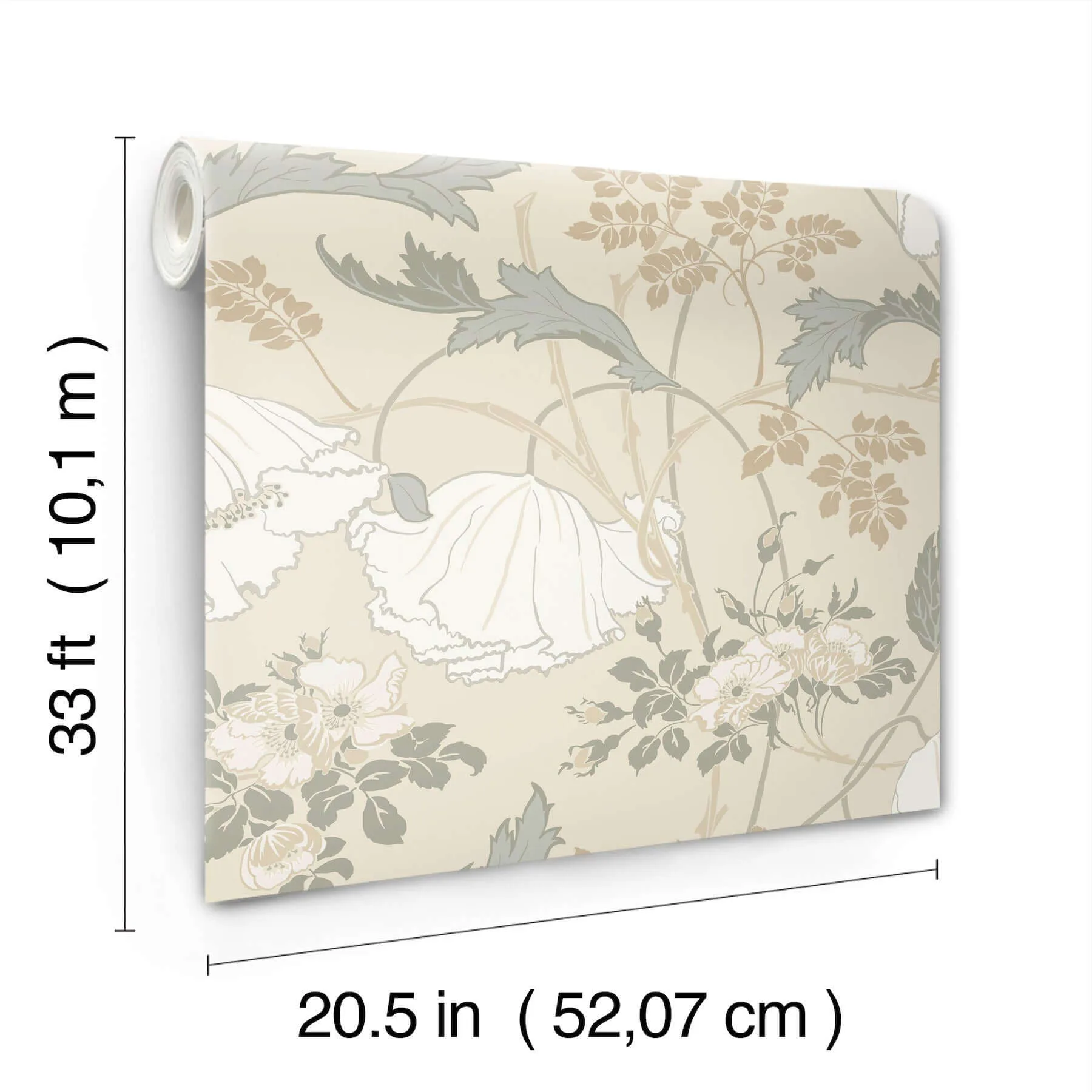 Magnolia Home Gwendolyn wallpaper, color Ivory & Grey, SKU MF4753