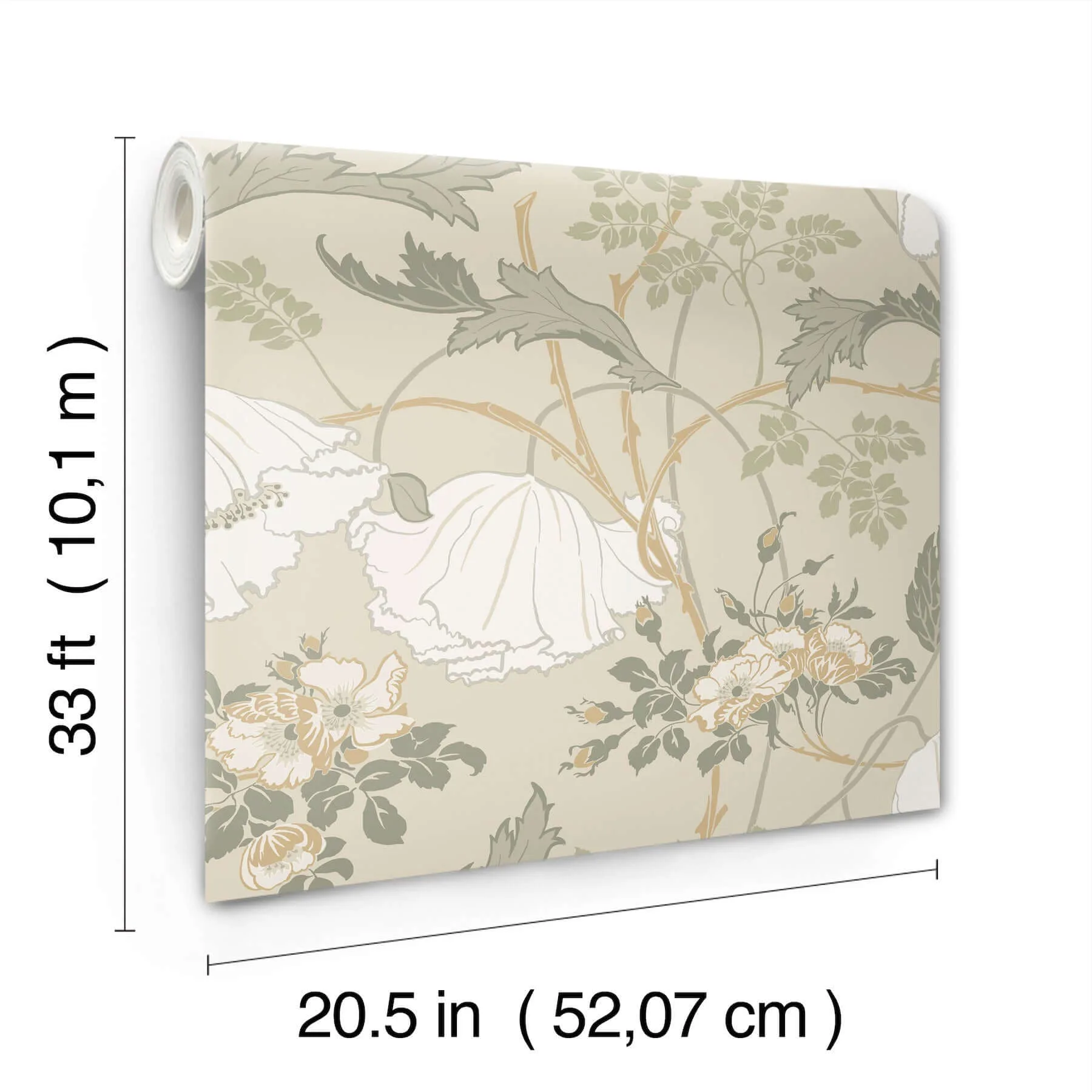 Magnolia Home Gwendolyn - Linen & Sage Wallpaper | Buy Online Magnolia Home Gwendolyn wallpaper, color Linen & Sage, SKU MF4754