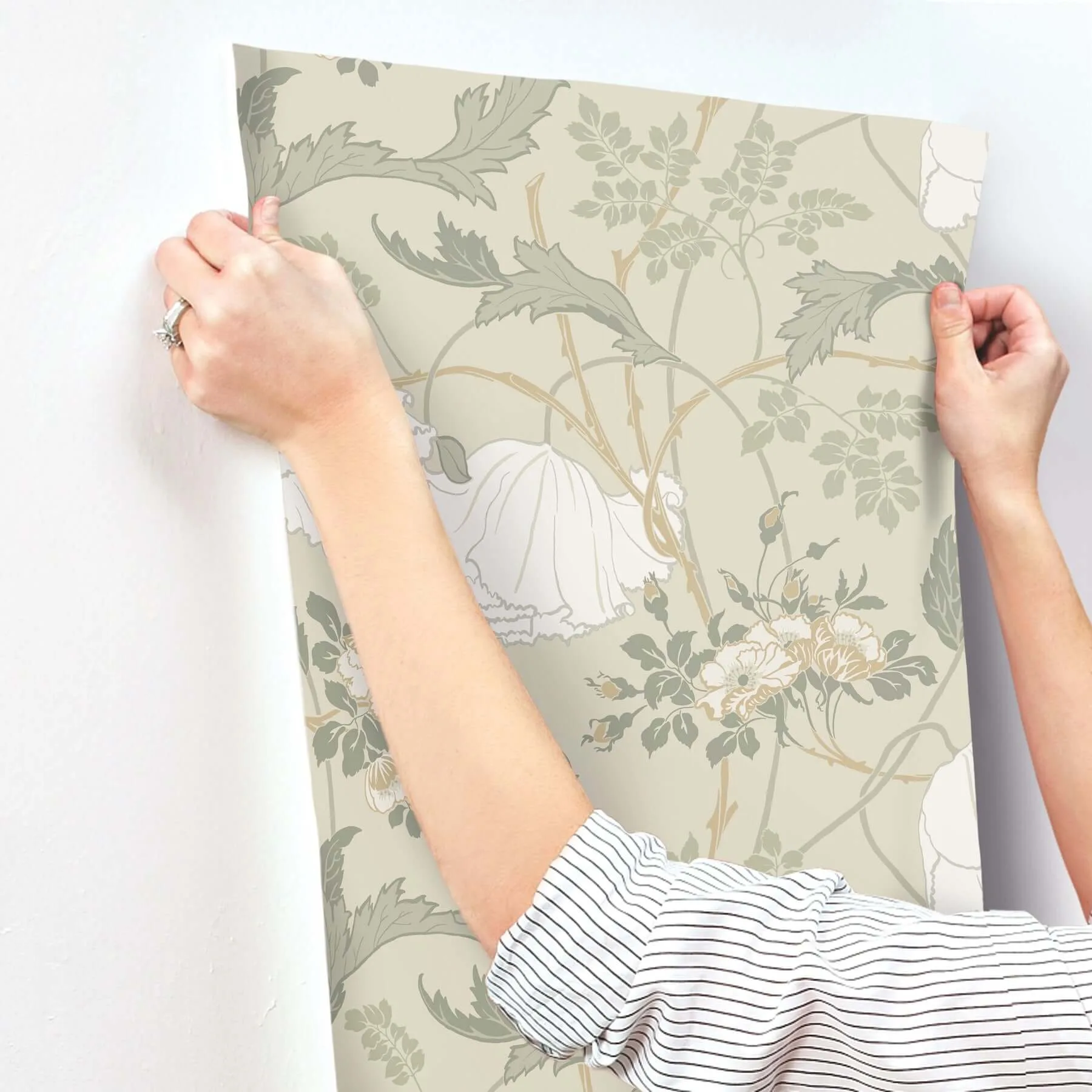 Magnolia Home Gwendolyn - Linen & Sage Wallpaper | Buy Online Magnolia Home Gwendolyn wallpaper, color Linen & Sage, SKU MF4754