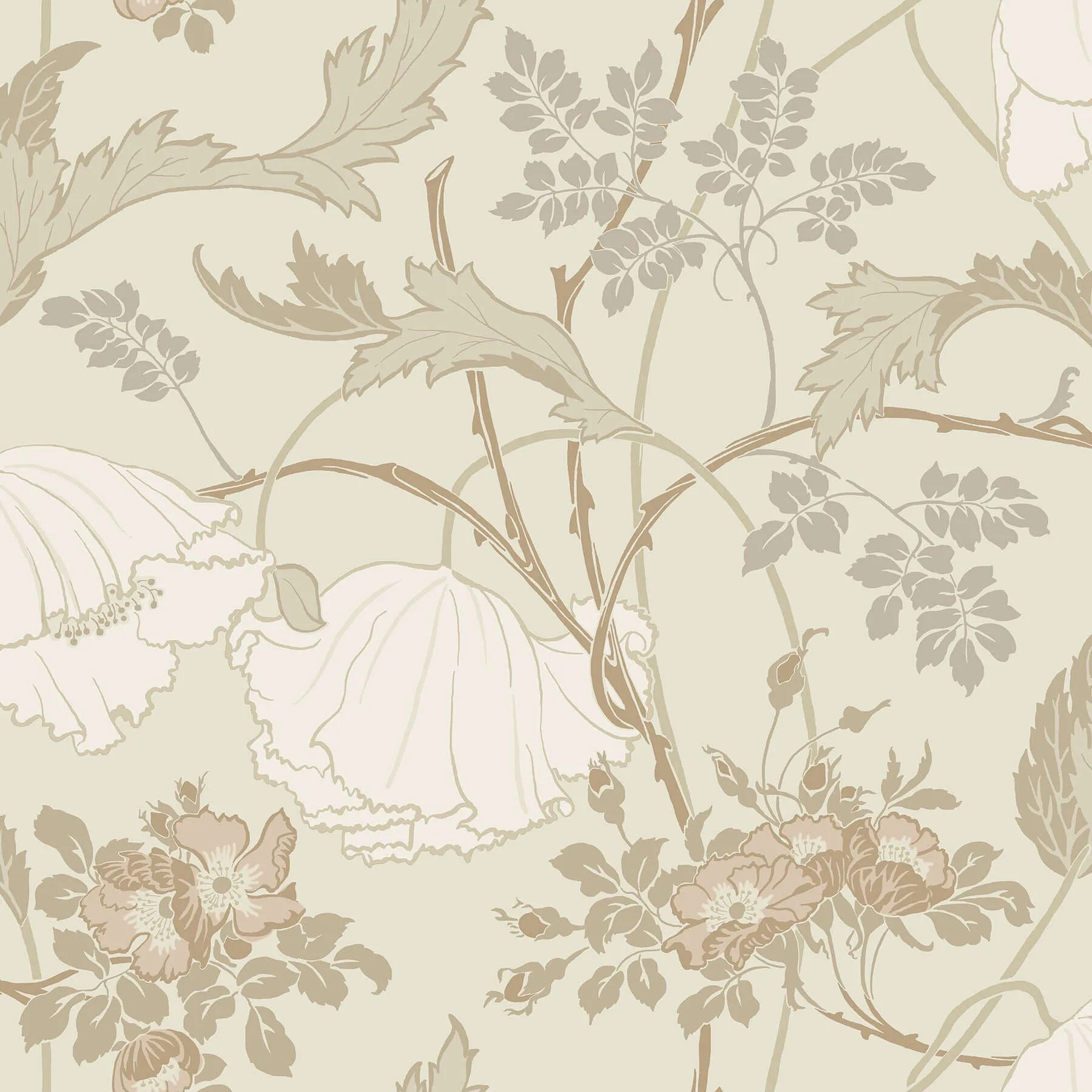 Magnolia Home Gwendolyn wallpaper, color Neutral & Coral, SKU MF4752