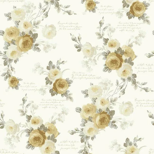 Magnolia Home Heirloom Rose wallpaper, color Yellow, SKU MH1527