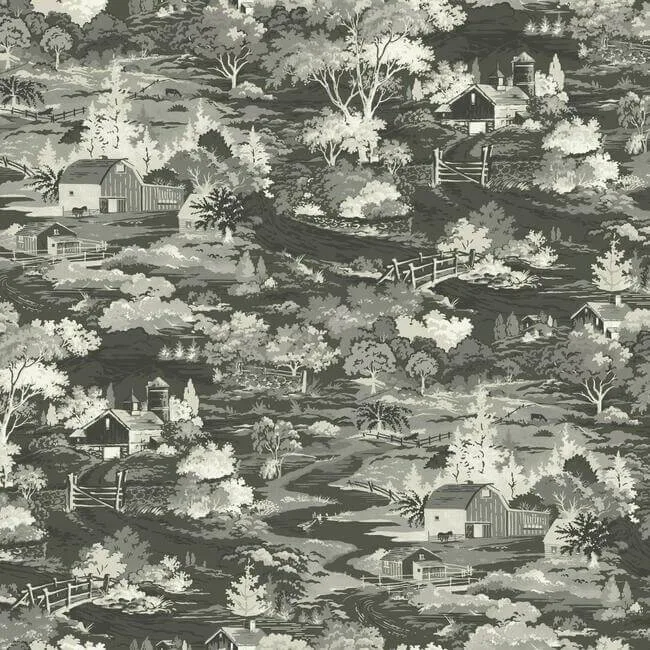 Magnolia Home Homestead wallpaper, color Black & Grey, SKU MH1500
