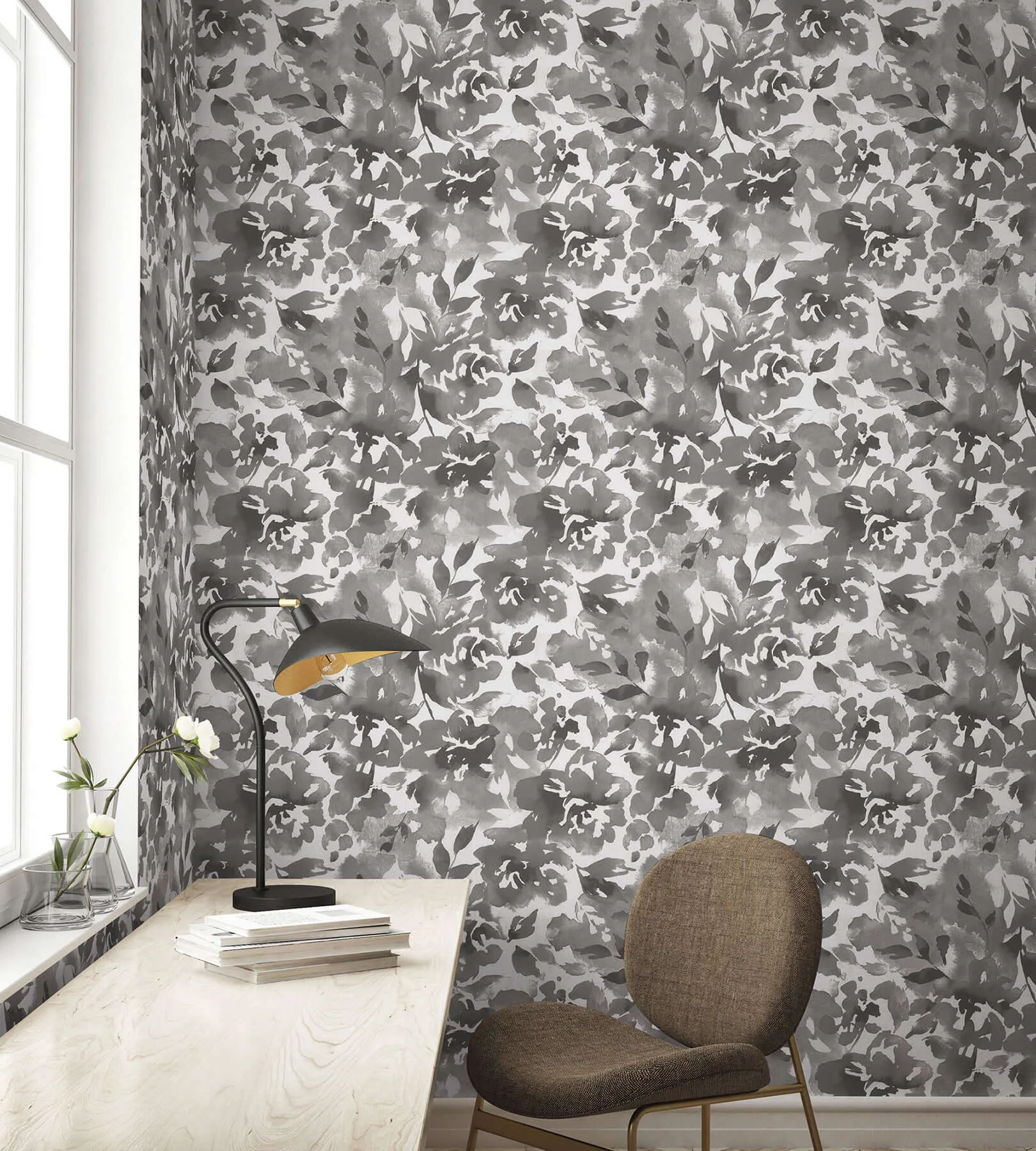 Magnolia Home Lakelynn wallpaper, color Charcoal, SKU MJ4871