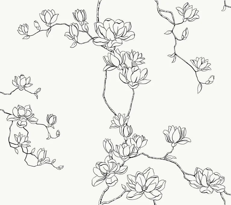 Magnolia Home Magnolia Branches wallpaper, color Black, SKU MF4731