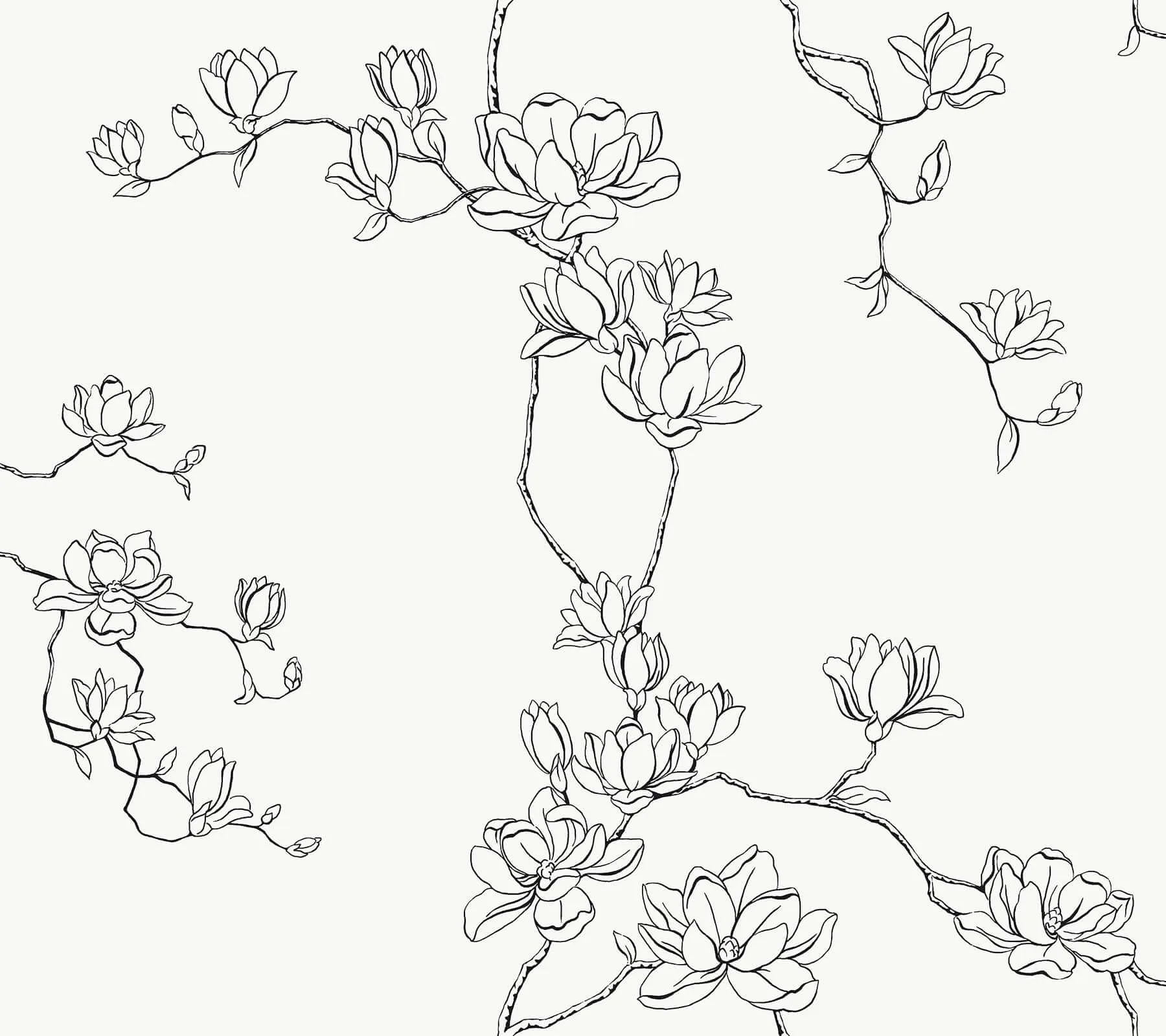 Magnolia Home Magnolia Branches wallpaper, color Black, SKU MF4731
