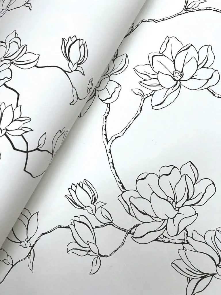 Magnolia Home Magnolia Branches wallpaper, color Black, SKU MF4731