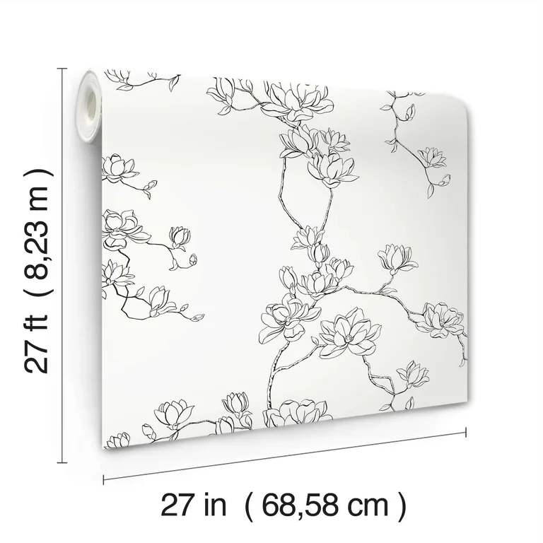 Magnolia Home Magnolia Branches wallpaper, color Black, SKU MF4731