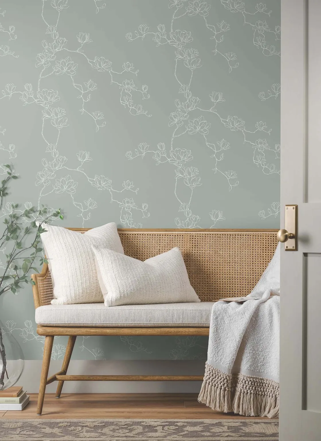 Magnolia Home Magnolia Branches wallpaper, color Eucalyptus, SKU MF4734