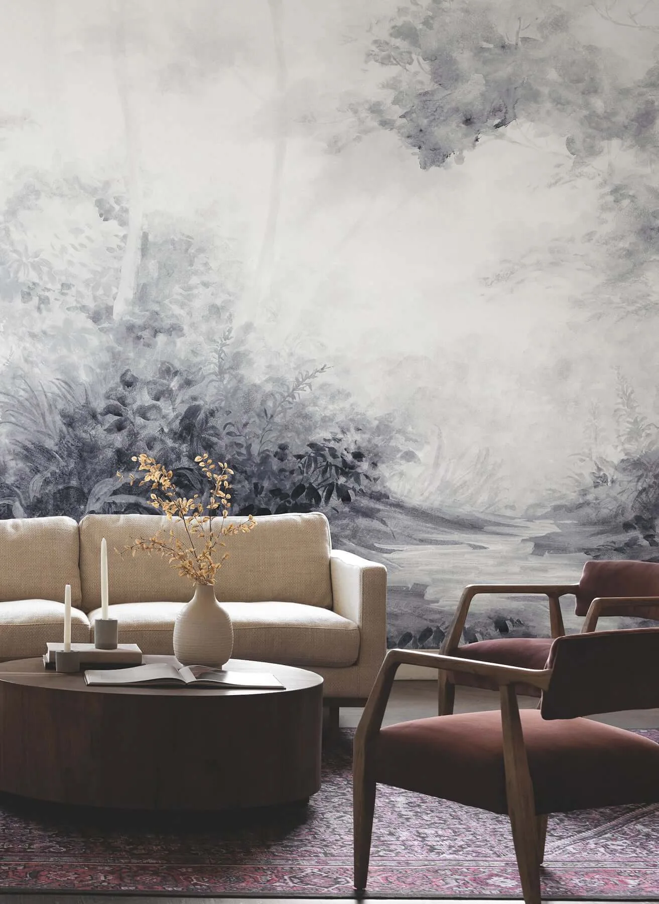 Magnolia Home Woodlands wallpaper, color Black & White, SKU MF4808M