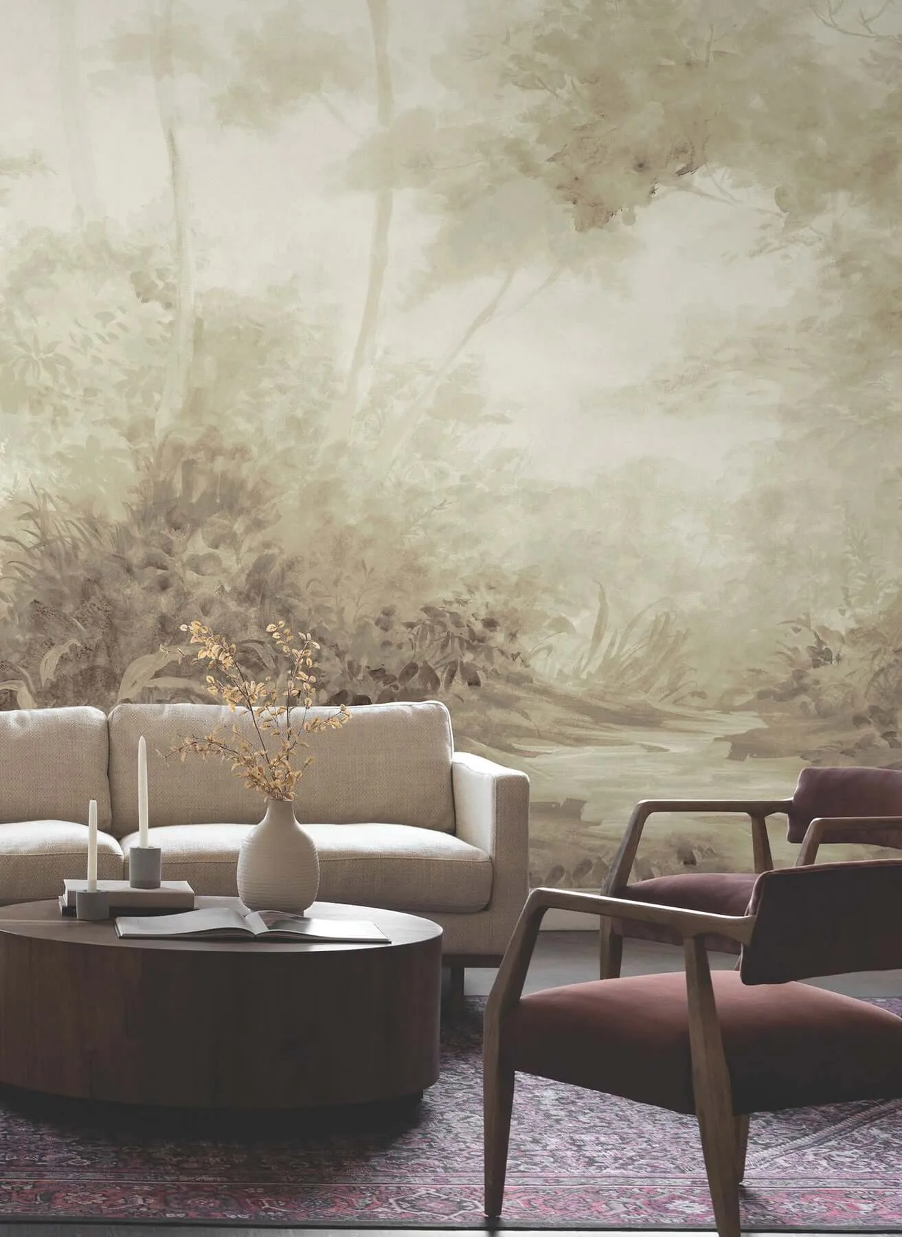 Magnolia Home Woodlands wallpaper, color Sepia, SKU MF4807M