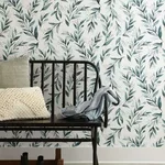 Magnolia Home Magnolia Home Olive Branch wallpaper, color Teal, SKU PSW1002RL