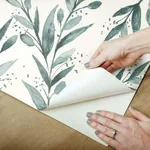 Magnolia Home Magnolia Home Olive Branch wallpaper, color Teal, SKU PSW1002RL