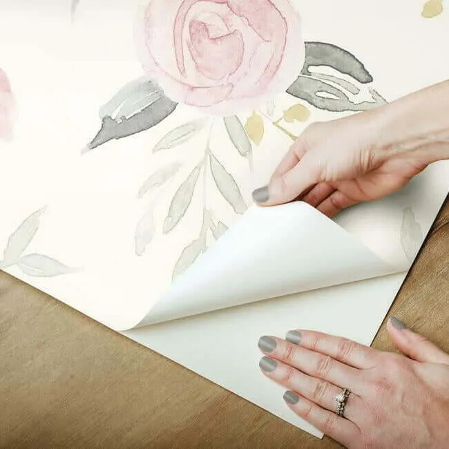 Magnolia Home Magnolia Home Watercolor Roses - Pink Wallpaper | Buy Online Magnolia Home Magnolia Home Watercolor Roses wallpaper, color Pink, SKU PSW1010RL