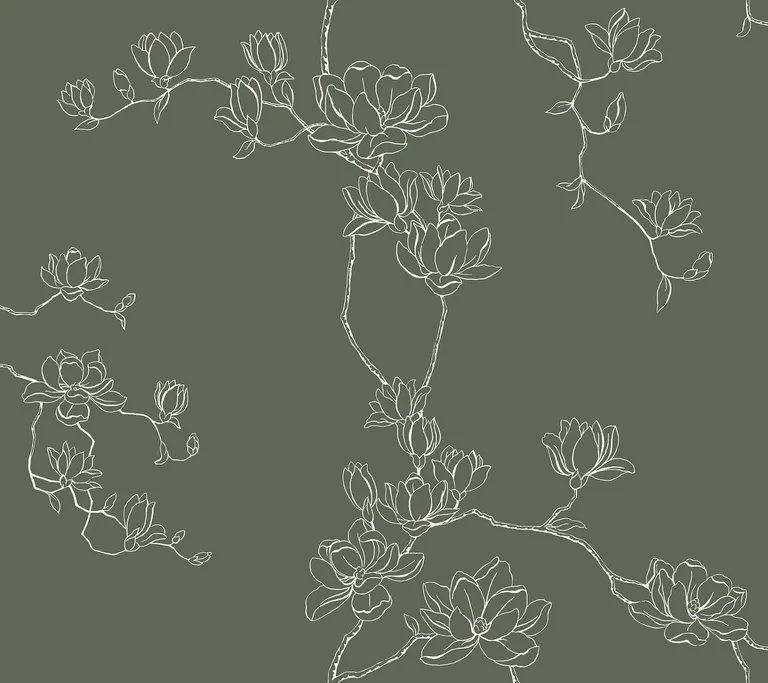 Magnolia Home Magnolia Branches wallpaper, color Pine, SKU MF4735