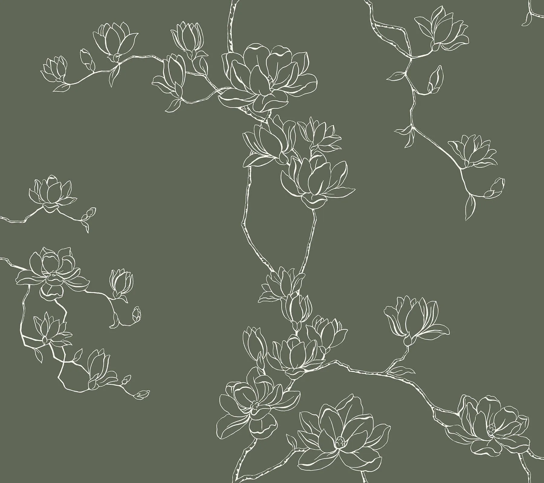Magnolia Home Magnolia Branches wallpaper, color Pine, SKU MF4735