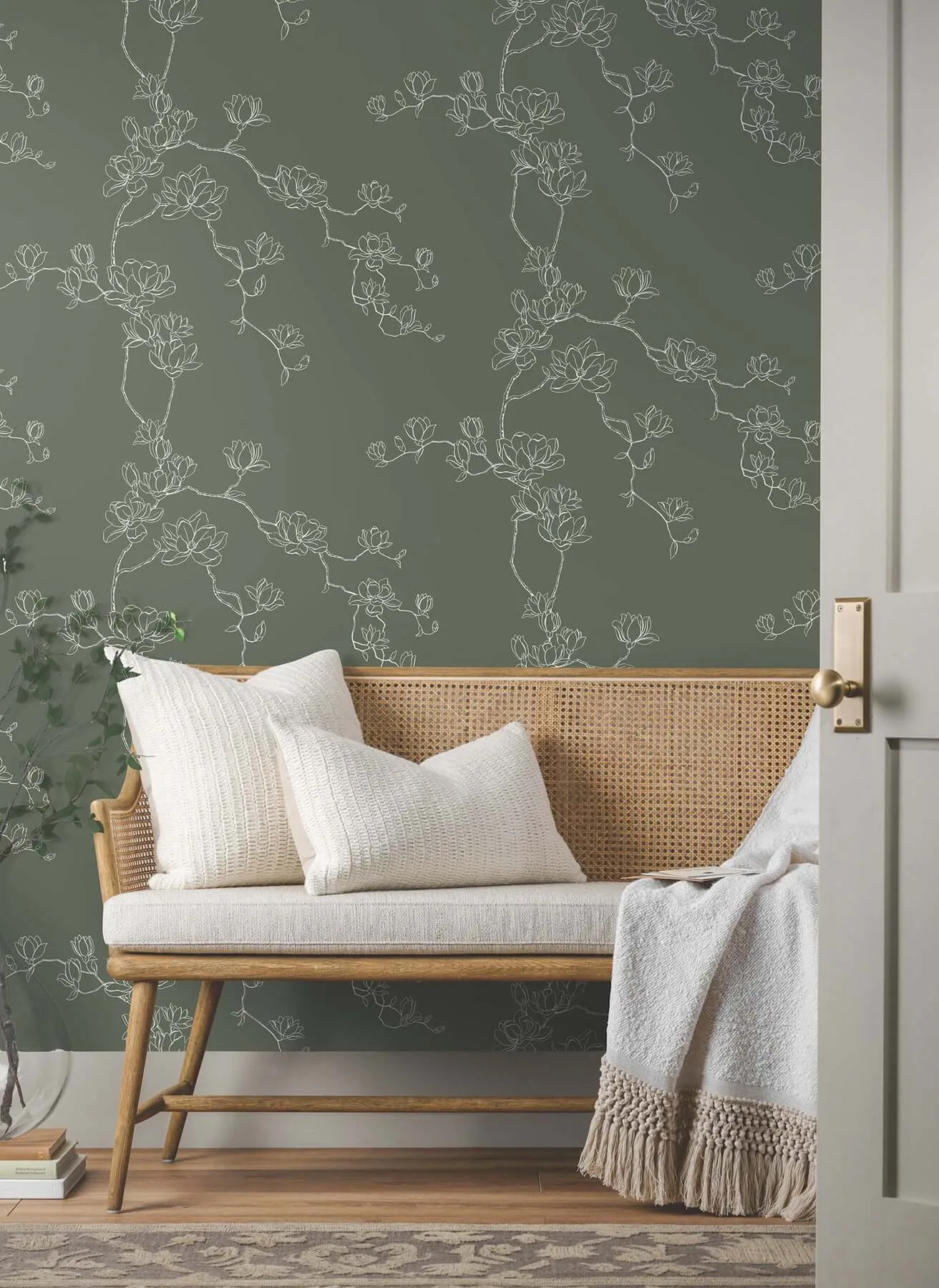 Magnolia Home Magnolia Branches wallpaper, color Pine, SKU MF4735