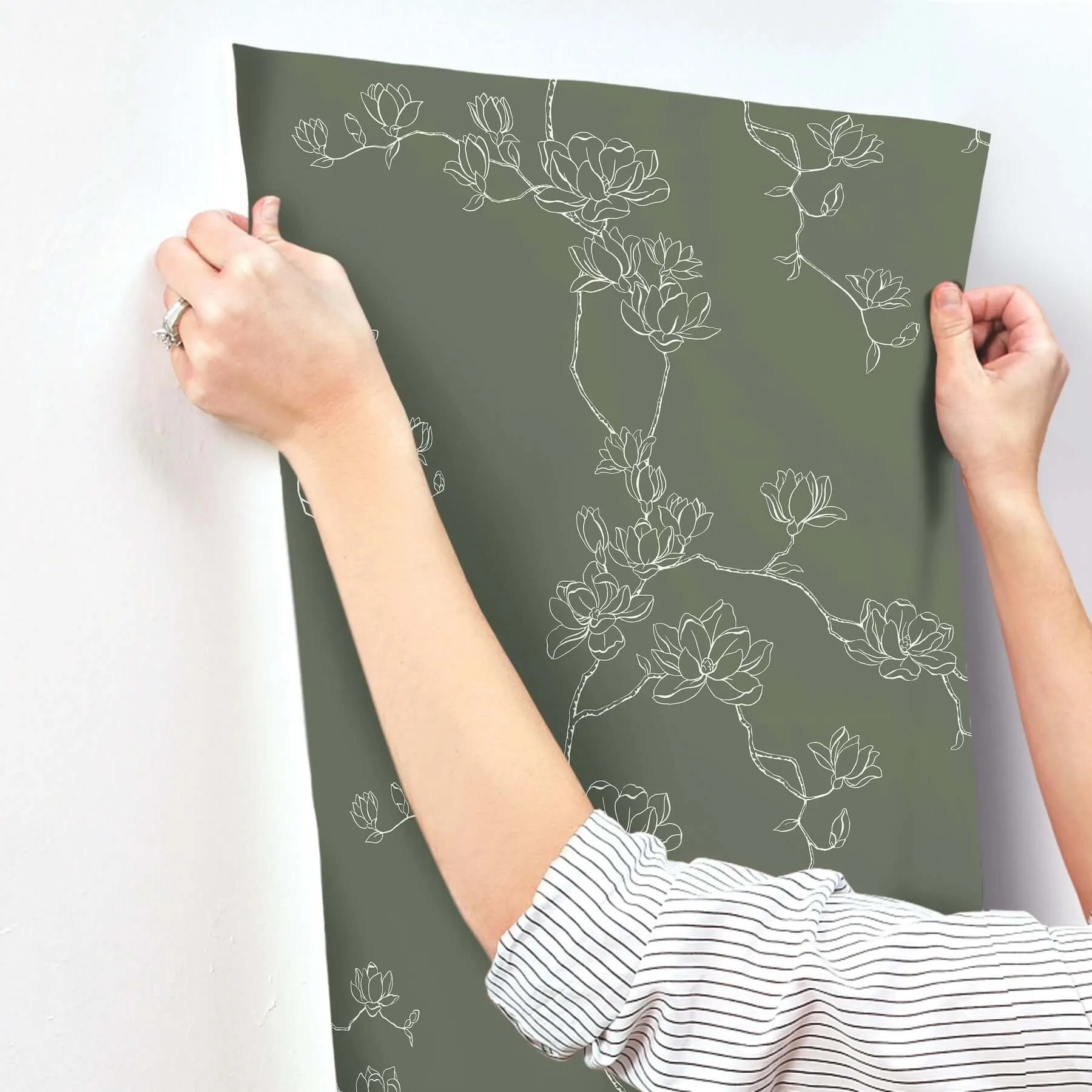 Magnolia Home Magnolia Branches - Pine Wallpaper | Buy Online Magnolia Home Magnolia Branches wallpaper, color Pine, SKU MF4735