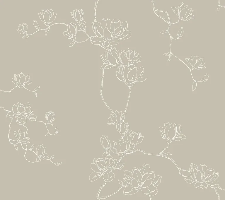 Magnolia Home Magnolia Branches wallpaper, color Taupe, SKU MF4736