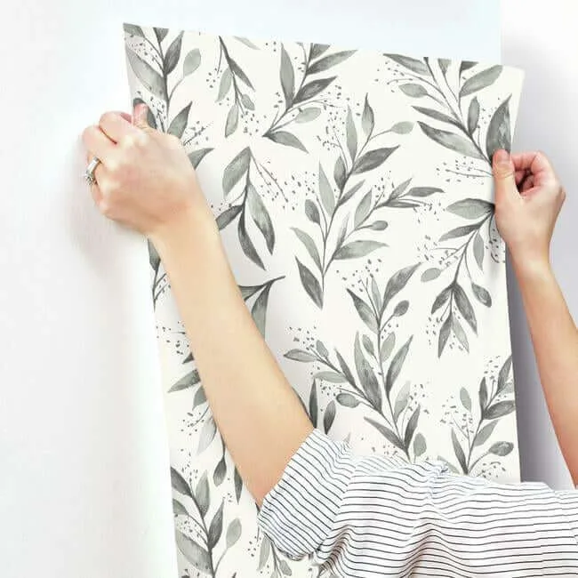 Magnolia Home Olive Branch - Charcoal Wallpaper | Buy Online Magnolia Home Olive Branch wallpaper, color Charcoal, SKU ME1537