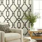 Magnolia Home Repurpose Woven Trellis - Charcoal Wallpaper | Buy Online Magnolia Home Repurpose Woven Trellis wallpaper, color Charcoal, SKU ME1550