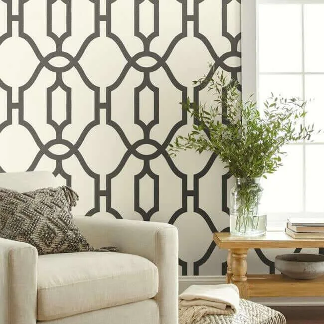 Magnolia Home Repurpose Woven Trellis wallpaper, color Charcoal, SKU ME1550
