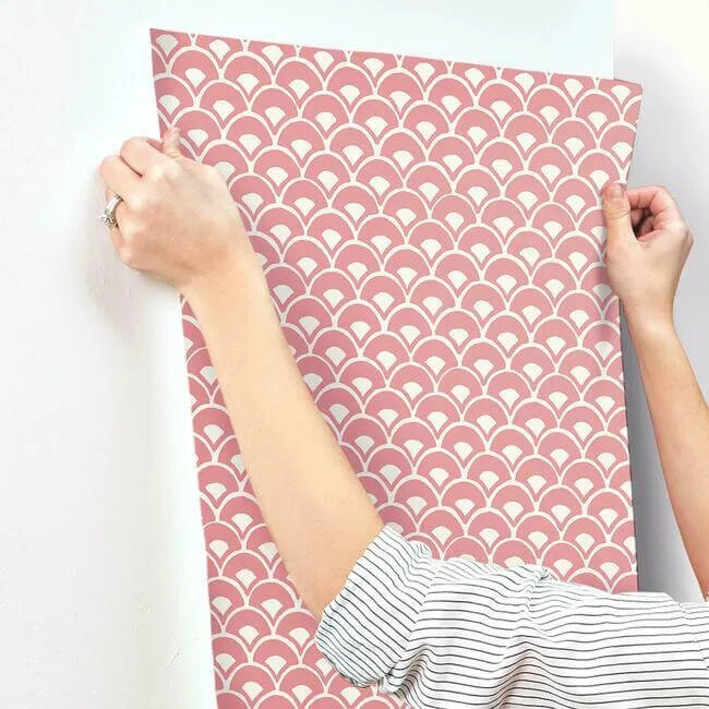 Magnolia Home Stacked Scallops - Pink Wallpaper | Buy Online Magnolia Home Stacked Scallops wallpaper, color Pink, SKU MK1155