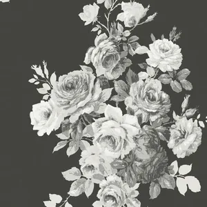 Magnolia Home Tea Rose wallpaper, color Black & White, SKU ME1533