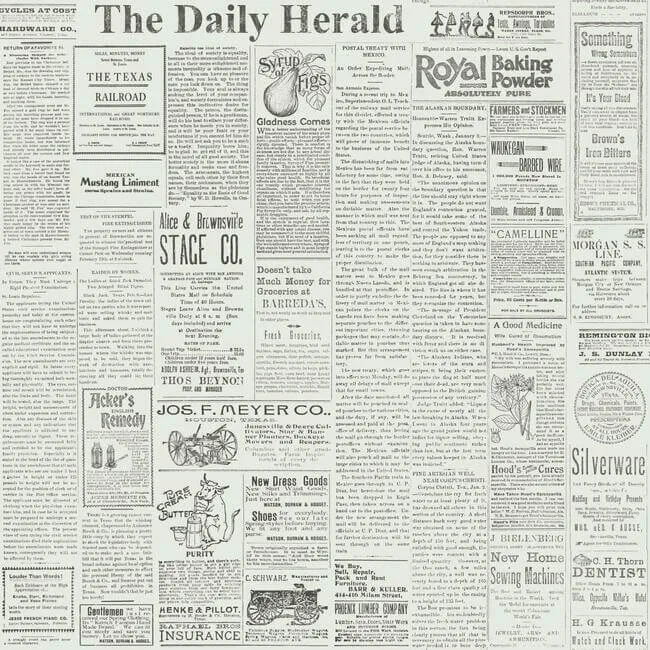 Magnolia Home The Daily wallpaper, color Black & White, SKU MH1508