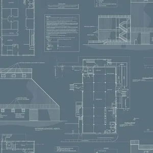 Magnolia Home The Market wallpaper, color Blue & White, SKU MH1537
