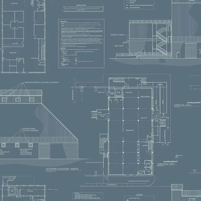 Magnolia Home The Market wallpaper, color Blue & White, SKU MH1537