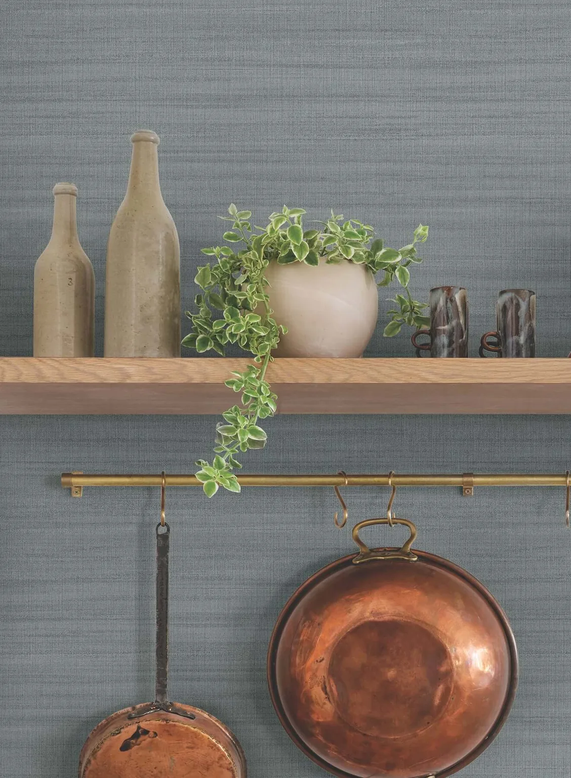 Magnolia Home Washed Linen wallpaper, color Denim, SKU OM3662