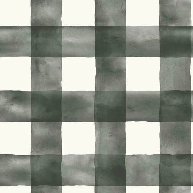 Magnolia Home Watercolor Check wallpaper, color Black & White, SKU MH1516