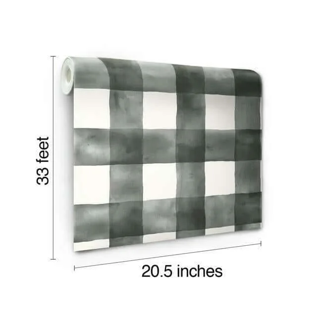 Magnolia Home Watercolor Check - Black & White Wallpaper | Buy Online Magnolia Home Watercolor Check wallpaper, color Black & White, SKU MH1516