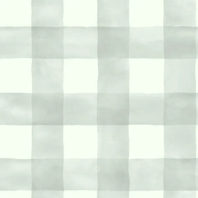 Magnolia Home Watercolor Check wallpaper, color Grey & White, SKU MH1519