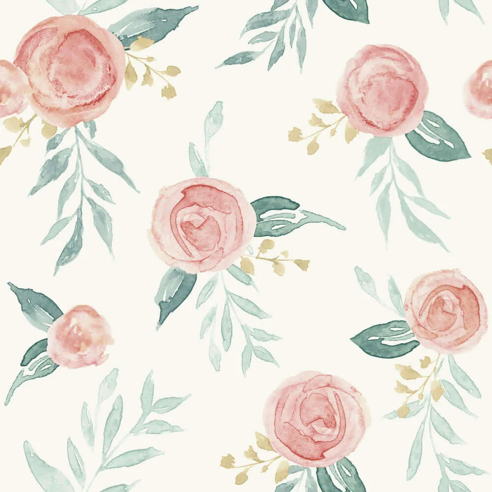 Magnolia Home Watercolor Roses wallpaper, color Red, SKU MK1126